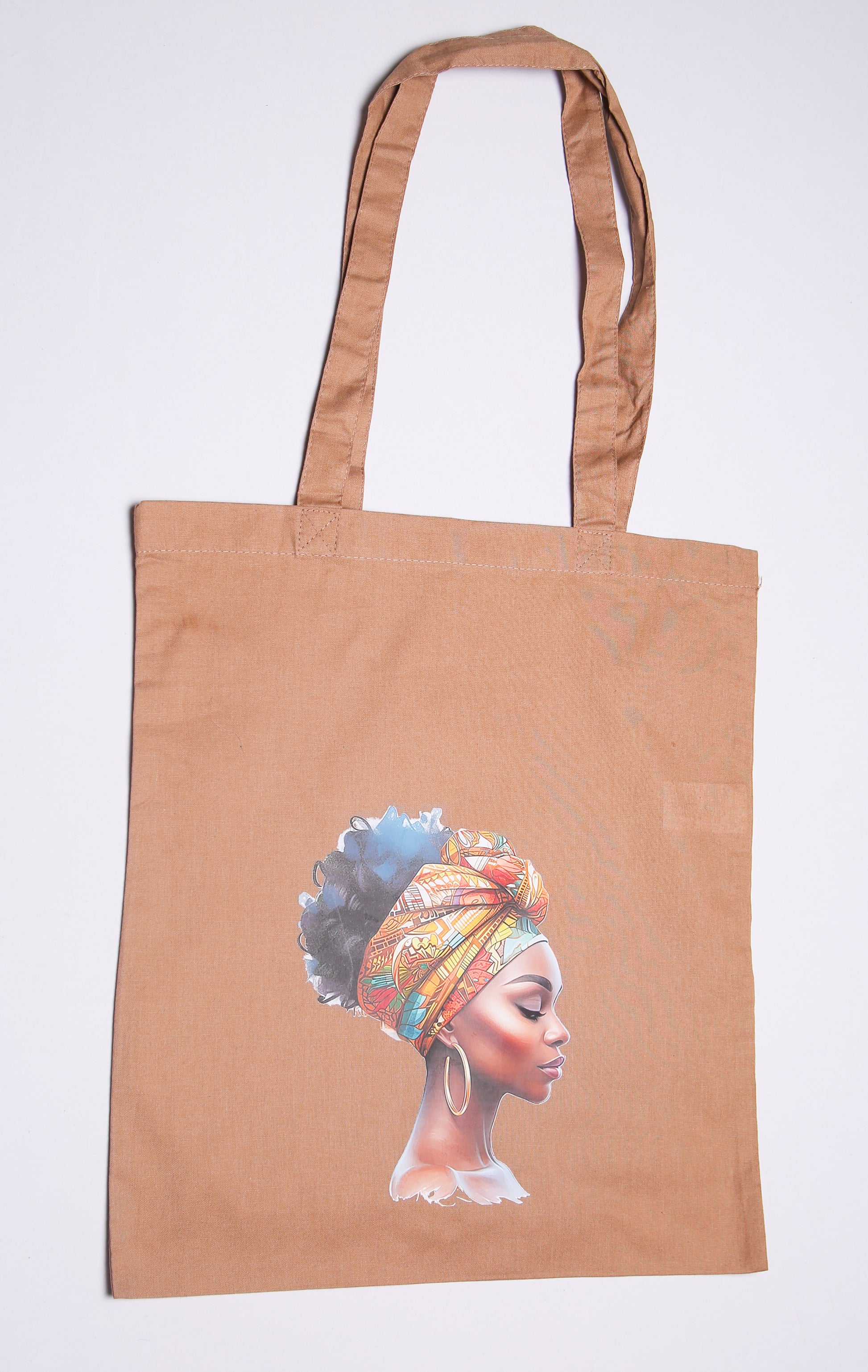 Beige Tote bag - with African lady design