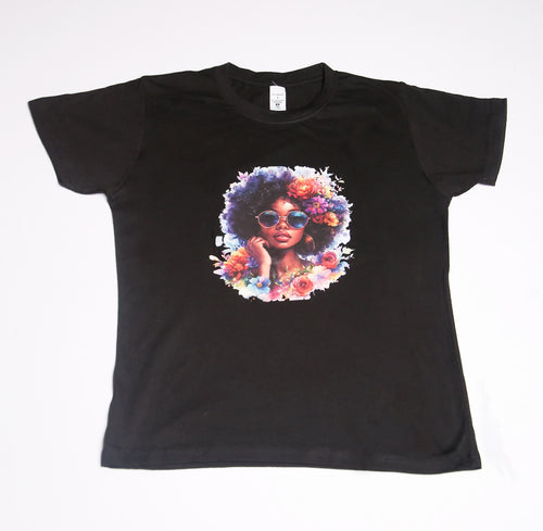 Afro Girl - Black - T-shirt - Small -