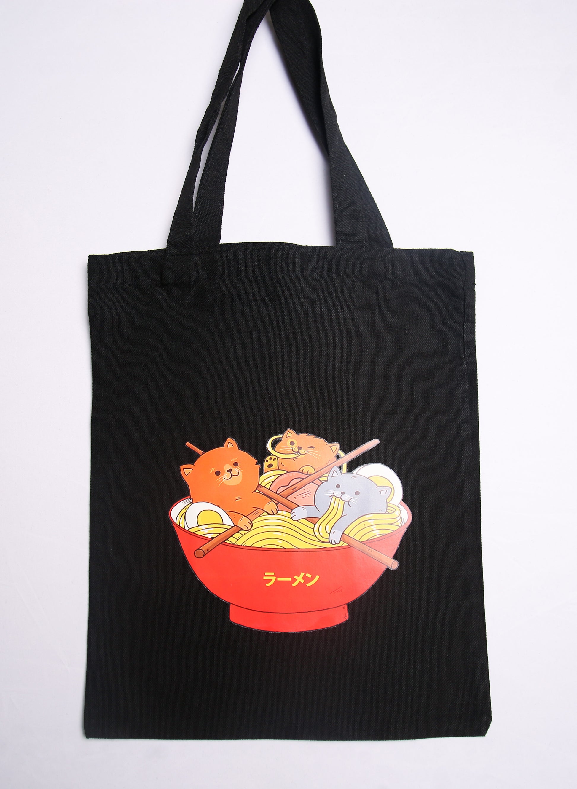 Black - Cute cats in Ramen Noodle - tote bag